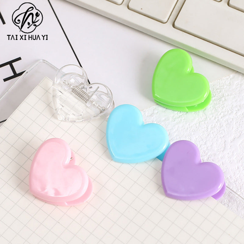 ins transparent mini love clip plastic test paper book folder heart-shaped decorative photo clip sticky note clip