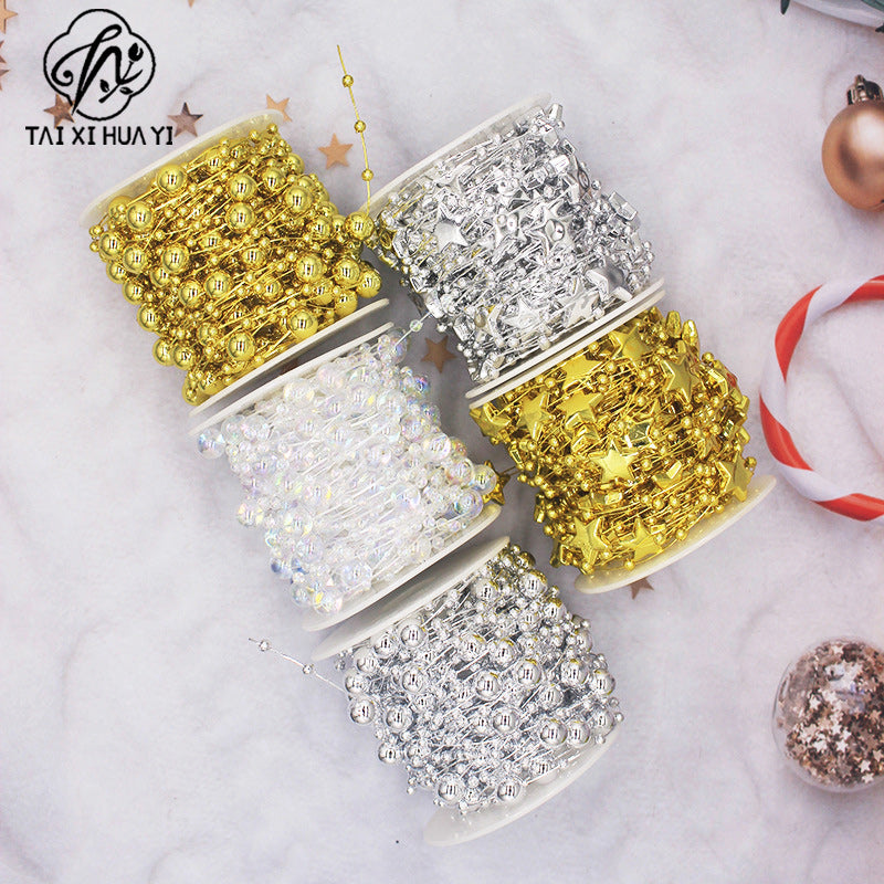 Pearl chain 8 + 3mm gypsy fishing line bead chain handmade bouquet gifts DIY holiday decoration floral materials รูปสินค้ารอง