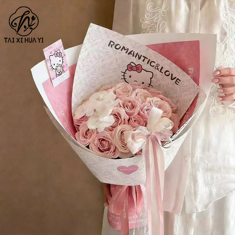 Sweetheart kt wrapping paper flower bouquet packaging decoration, Hello Kitty high quality thickened paper flower shop floral materials