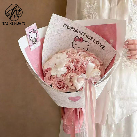 Sweetheart kt wrapping paper flower bouquet packaging decoration, Hello Kitty high quality thickened paper flower shop floral materials