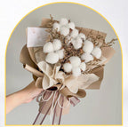 Simulation cotton head natural dried flower handmade retro country style flower arrangement wreath bouquet shooting props