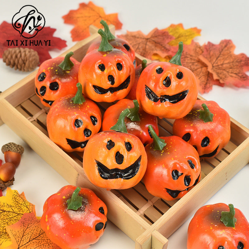 Party Decoration Prop Popular Artificial Small Pumpkin Foam Pendant Halloween Ghost Funny Gift Accessories รูปสินค้ารอง