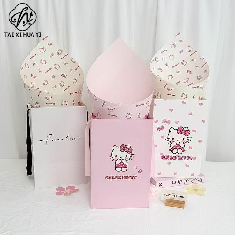 Zhuo Qixi Festival new product hello kitty flower tote bag ice cream bucket special tote bag packing bag