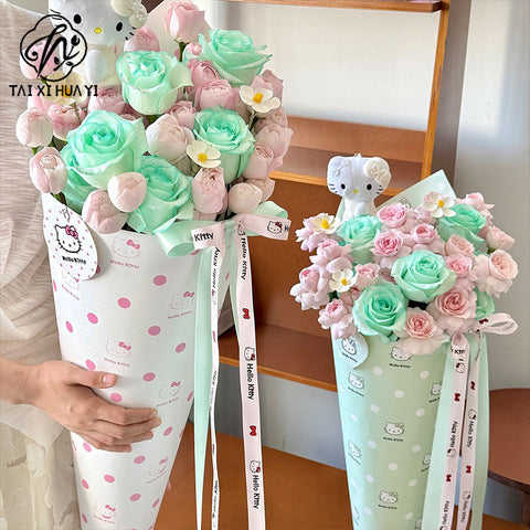 Polka dot Hello Kitty thickened wrapping paper modeling paper 157g kraft paper flower bouquet bag flower paper handmade floral materials