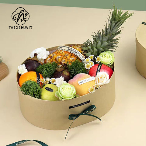 Dragon Boat Festival primary color kraft paper box flower bouquet flower arrangement box Dragon Boat Festival floral fruit box empty box simple flower shop packaging