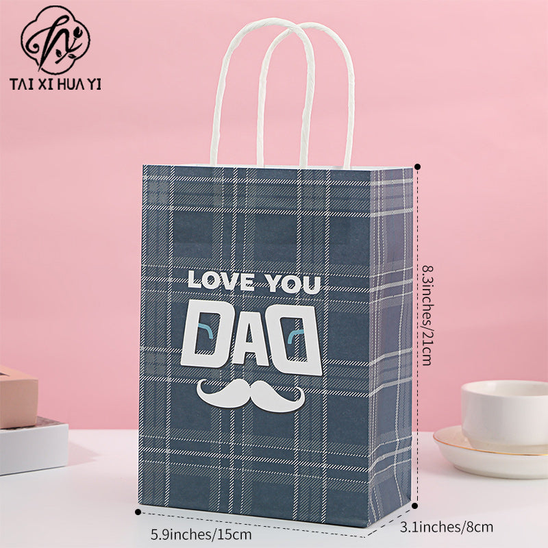 New Father's Day Gift Bag Holiday Tote Bag Packaging Bag Birthday Gift Bag White Cardboard Gift Paper Bag