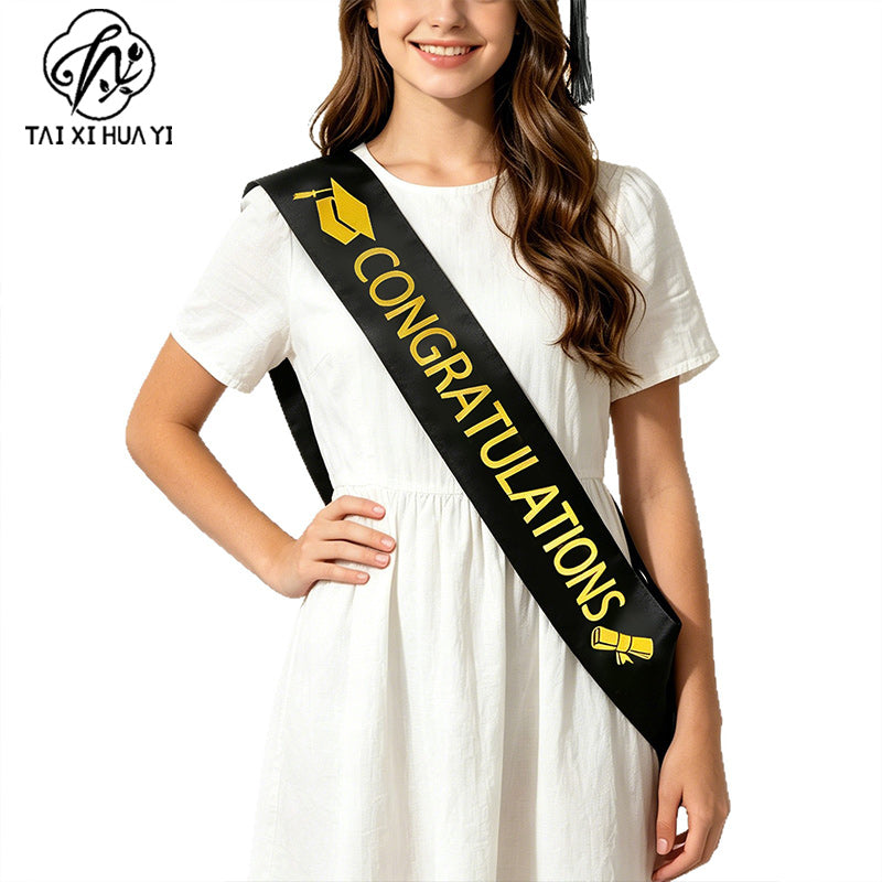 European and American fashion graduation shoulder strap IGRADUATED etiquette belt ribbon graduation party clothing shoulder strap decoration รูปสินค้ารอง