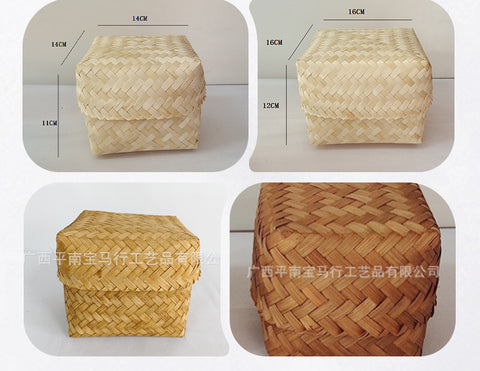 Factory bamboo weaving gift boxes, bamboo boxes, wedding candy boxes, candy baskets, souvenir gift packaging boxes, folk crafts, covered bamboo