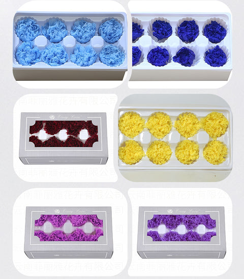 Eternal Flower 4-5cm A Grade Carnation Flower Head DIY Material 8 Packs Yunnan Wholesale Eternal Carnation Flower Head