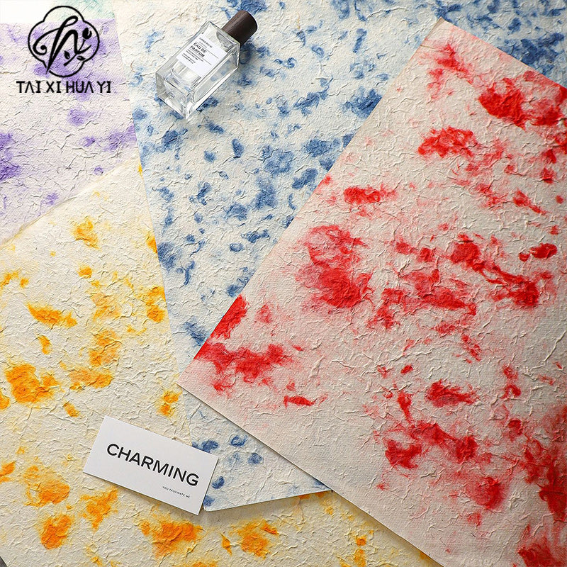 Tie-dye Dongba paper thickened hand-torn paper flower bouquet wrapping paper handmade paper creative bag flower paper wholesale