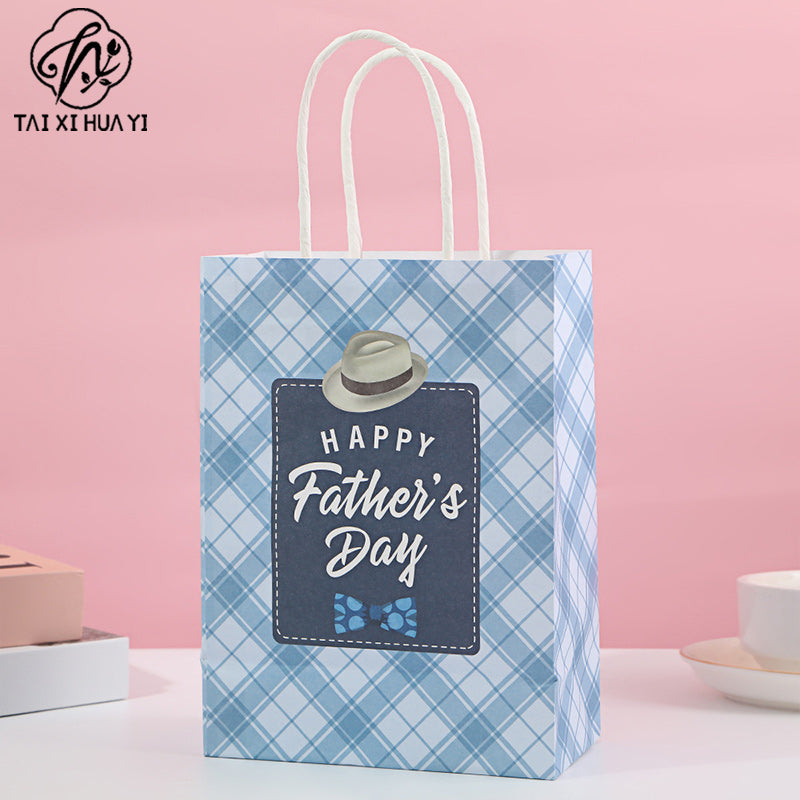 New Father's Day Gift Bag Holiday Tote Bag Packaging Bag Birthday Gift Bag White Cardboard Gift Paper Bag