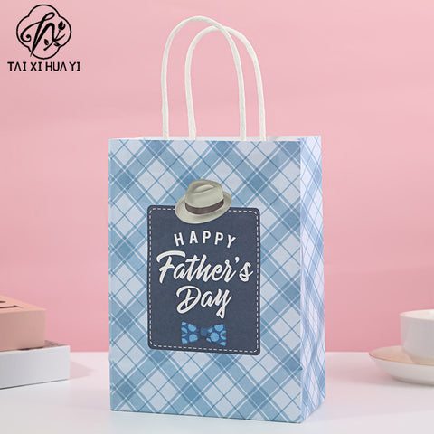 New Father's Day Gift Bag Holiday Tote Bag Packaging Bag Birthday Gift Bag White Cardboard Gift Paper Bag