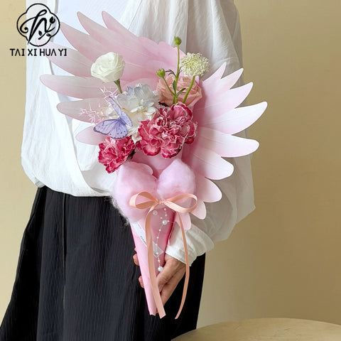 Birds and Sky Shaping Feather Wings Wrapping Paper Flower Bouquet Handmade DIY Floral Materials Mother's Day