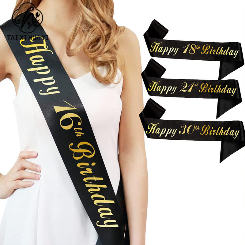 Cross-border Special for Birthday Bachelorette Party Birthday Boy Birthday Boy Shoulder Strap with Stars Etiquette Strap