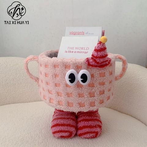 Dopamine woven storage basket desktop living room entrance ornament large capacity small monster snacks doll storage basket
