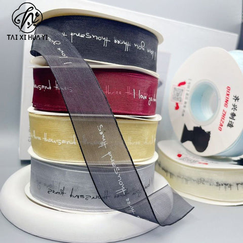 English alphabet transparent ribbon snow yarn belt chiffon webbing ribbon ribbon ribbon bouquet cake wrapping gift