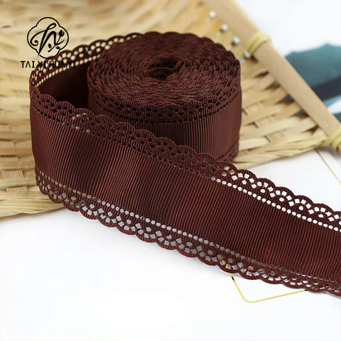 3cm Solid Color Lace Hollow Grosgrain Ribbon Eco-Friendly Durable Modern DIY Handmade Bow Headgear Hair Valentine's Day Wedding
