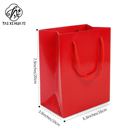 Solid color glossy universal gift packaging tote bag tea bag kraft paper tote bag watch box paper bag jewelry bag