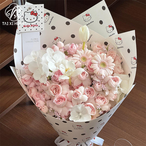 Polka dot Hello Kitty thickened wrapping paper modeling paper 157g kraft paper flower bouquet bag flower paper handmade floral materials