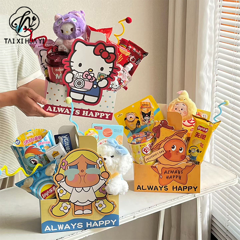 Children's Day Send Children Tide Play Series Tote Bag Cartoon DIY Coffee Milk Tea Decorative Flower Box Floral Packaging Materials Main image