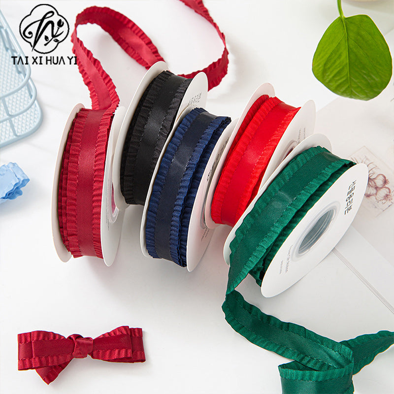 23mm Lychee Pattern Skirt Edge Satin Ribbon Handmade DIY Hair Accessory Bow Ruffle Ribbon Clothing Accessories Main image
