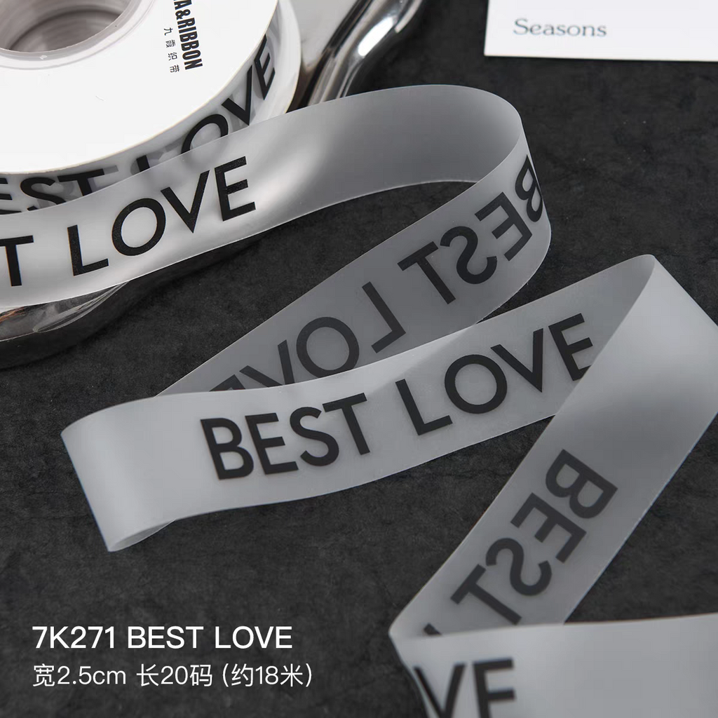 Polyester Matte Clear Printed Grosgrain Satin Ribbon Transparent Bouquet Wrapping Wedding Christmas
