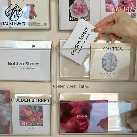 Internet celebrity wall-mounted card storage rack, fully transparent acrylic flower shop bouquet greeting card finishing rack floral materials