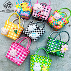 Directly from the manufacturer Color hand-woven vegetable basket bag Large capacity stylish simple plaid gift handbag