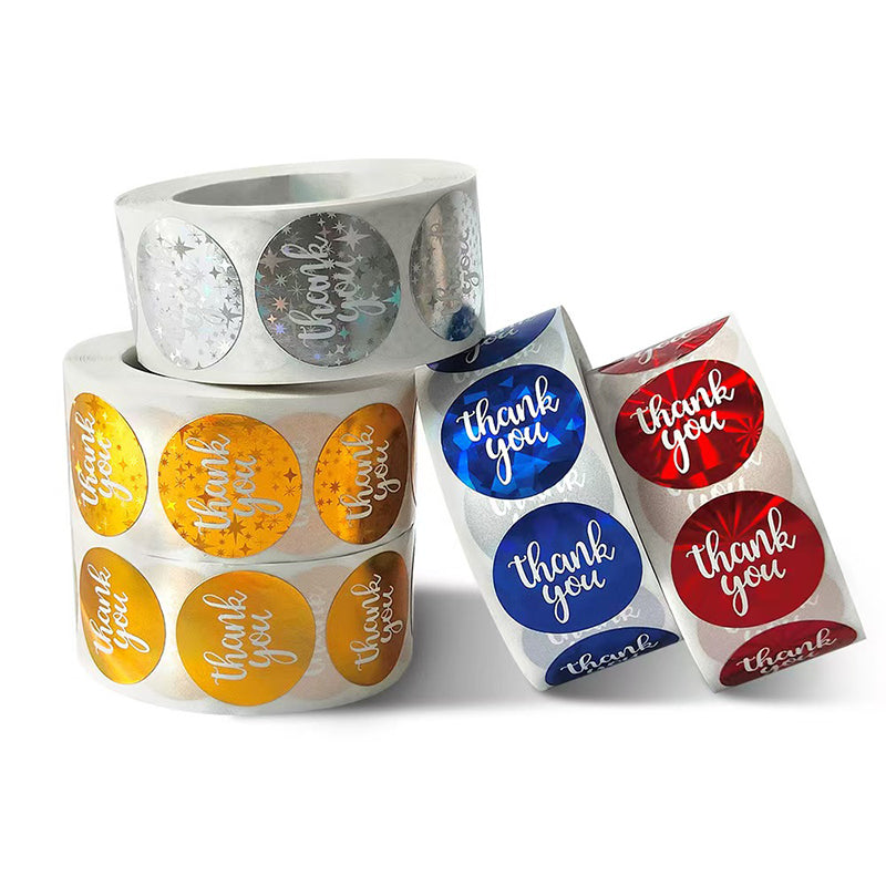 Die Cut Adhesive Aluminum Foil Laser Printed Custom Logo Thank You Labels Stickers for Small Business Gift