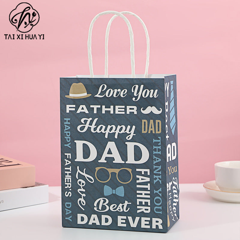 New Father's Day Gift Bag Holiday Tote Bag Packaging Bag Birthday Gift Bag White Cardboard Gift Paper Bag