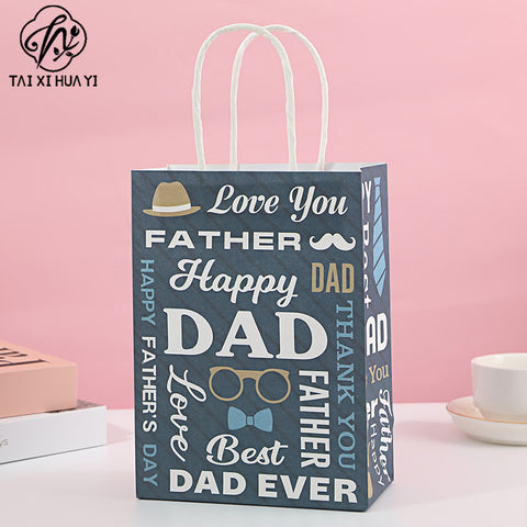 New Father's Day Gift Bag Holiday Tote Bag Packaging Bag Birthday Gift Bag White Cardboard Gift Paper Bag