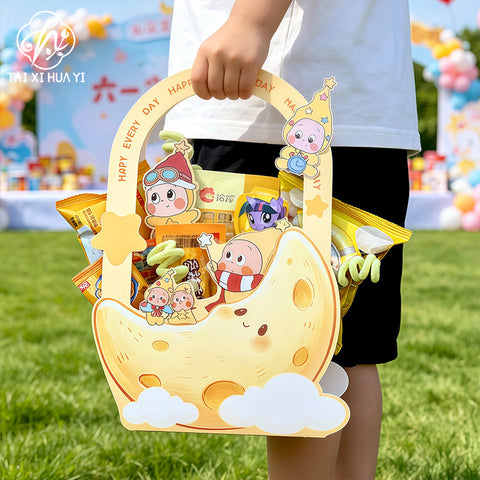 Children's Day cartoon portable box, flower hand holding flower arrangement box, handmade DIY snack candy gift packaging box