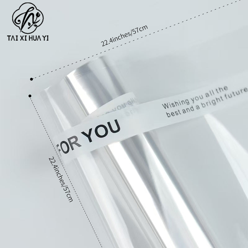 English waterproof cellophane flower bouquet wrapping paper dust-proof cellophane transparent bag flower paper gift flower material