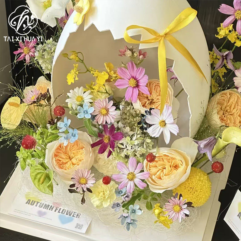 New floral eggshell broken shell day broken egg bouquet flower box birthday cake gift box flower packaging box