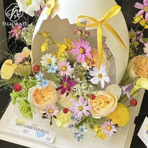 New floral eggshell broken shell day broken egg bouquet flower box birthday cake gift box flower packaging box