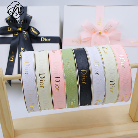 2Cm bronzing threaded ribbon custom logo flower bouquet ribbon cake gift ribbon webbing decoration DIY