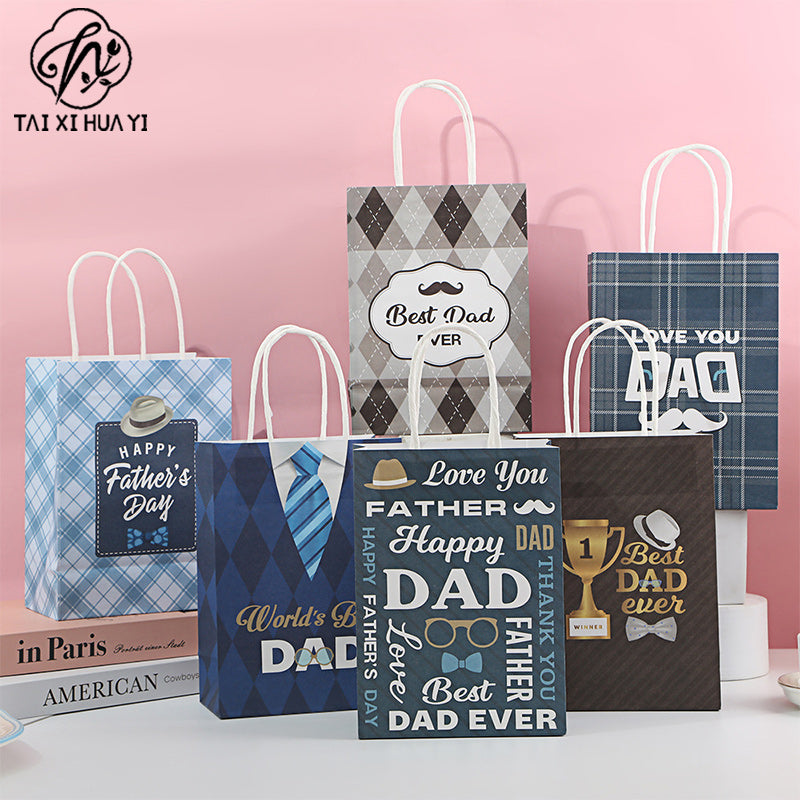 New Father's Day Gift Bag Holiday Tote Bag Packaging Bag Birthday Gift Bag White Cardboard Gift Paper Bag Main image