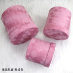 Factory Direct Sales Modern Luxury Wedding Gift Box Cylinder Velvet Flower Bucket Three-Piece Hug Bucket Cardboard + Velvet
