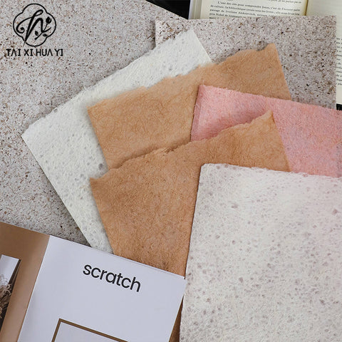 Internet celebrity handmade cloud hemp paper random pattern bark paper autumn and winter retro premium feeling bag flower paper thickened art paper wholesale