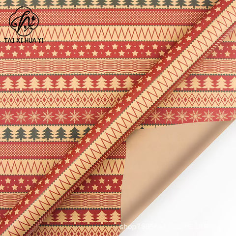 Amazon, new Christmas gift wrapping paper, retro yellow kraft paper gift box packaging DIY paper wholesale