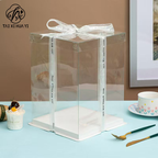 Transparent Square Birthday Party Cake Box Display Case Waterproof Recycled Materials Paperboard Rigid Boxes Baking Tools Cake