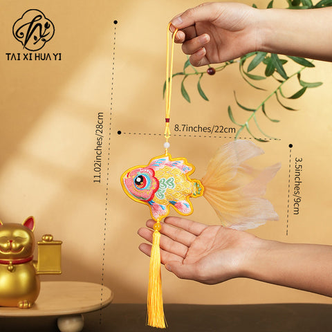 Guochao Dragon Boat Festival Goldfish Koi Sachet Pendant Embroidered Tassel Sachet Portable Pendant Purse Activity Small Gifts