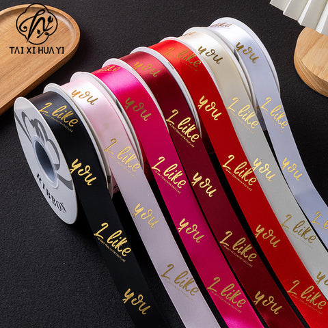 Valentine's Day bronzing polyester ribbon bow webbing florist material wholesale flower gift cake packaging ribbon