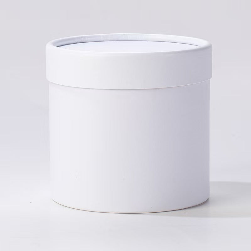 Very Popular Modern Luxury Hug Bucket Small Pure White Pink Recyclable Handmade Vanishing Cardboard Cylinder Flower Box for
