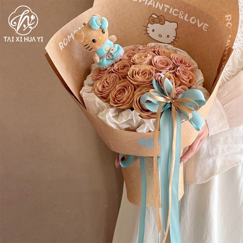 Sweetheart kt wrapping paper flower bouquet packaging decoration, Hello Kitty high quality thickened paper flower shop floral materials