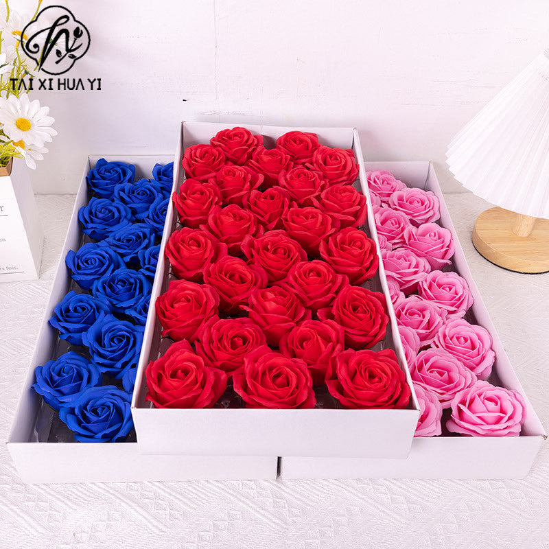Soap flower five-layer soap rose head Valentine's Day DIY bouquet gift box packaging material simulation head high simulation รูปสินค้าหลัก