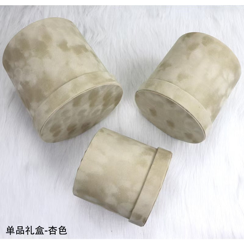 Factory Direct Sales Modern Luxury Wedding Gift Box Cylinder Velvet Flower Bucket Three-Piece Hug Bucket Cardboard + Velvet