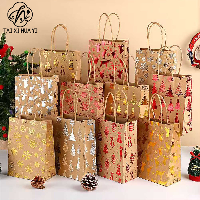 Christmas gift bag cartoon christmas tree souvenir bag holiday party snack packaging bag kraft paper bag