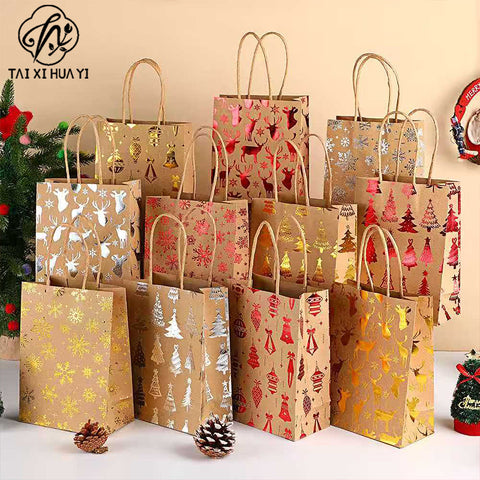 Christmas gift bag cartoon christmas tree souvenir bag holiday party snack packaging bag kraft paper bag
