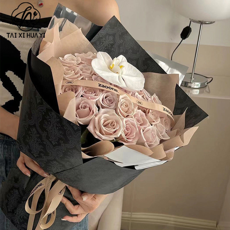 Vintage old floral paper, kapok paper, internet-famous fresh flower wrapping paper, textured floral wrapping paper, kraft paper supplies รูปสินค้าหลัก